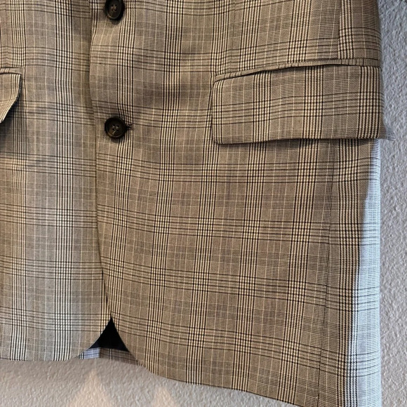 Zara Men's Plaid Blazer Notched Lapel Two Button Front Flap Pocket Lined 38 Grey - Picture 4 of 14